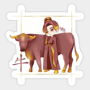 Design inspired by the Chinese Zodiac of the Ox Sticker